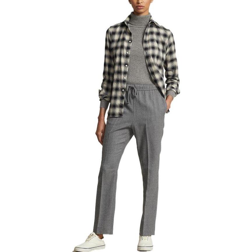 Polo Ralph Lauren FW22 Plaid Collar Single-Breasted Long Sleeve Shirt Women Shirts Black WMPOSHTNDO20300-999