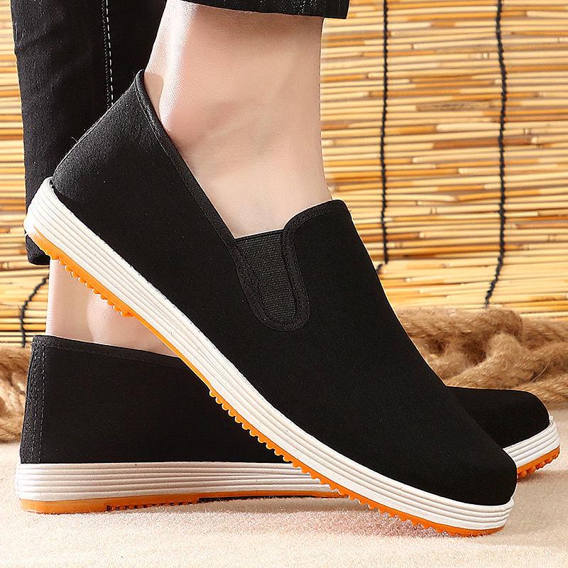 Men's Black Handmade Non-Slip Wear-Resistant Cloth Shoes with Thousand-Layer Sole