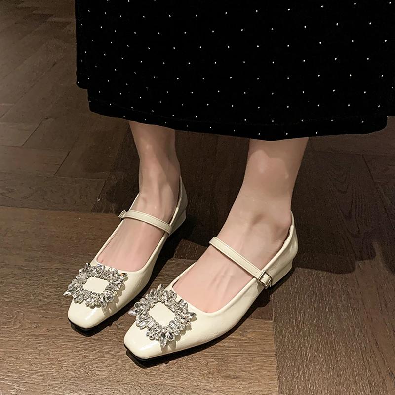 Fashion Spring 2025 Elegant Fashion Hot Seller High Heel Diamond Embellished Square Toe Women's Single Shoes Versatile