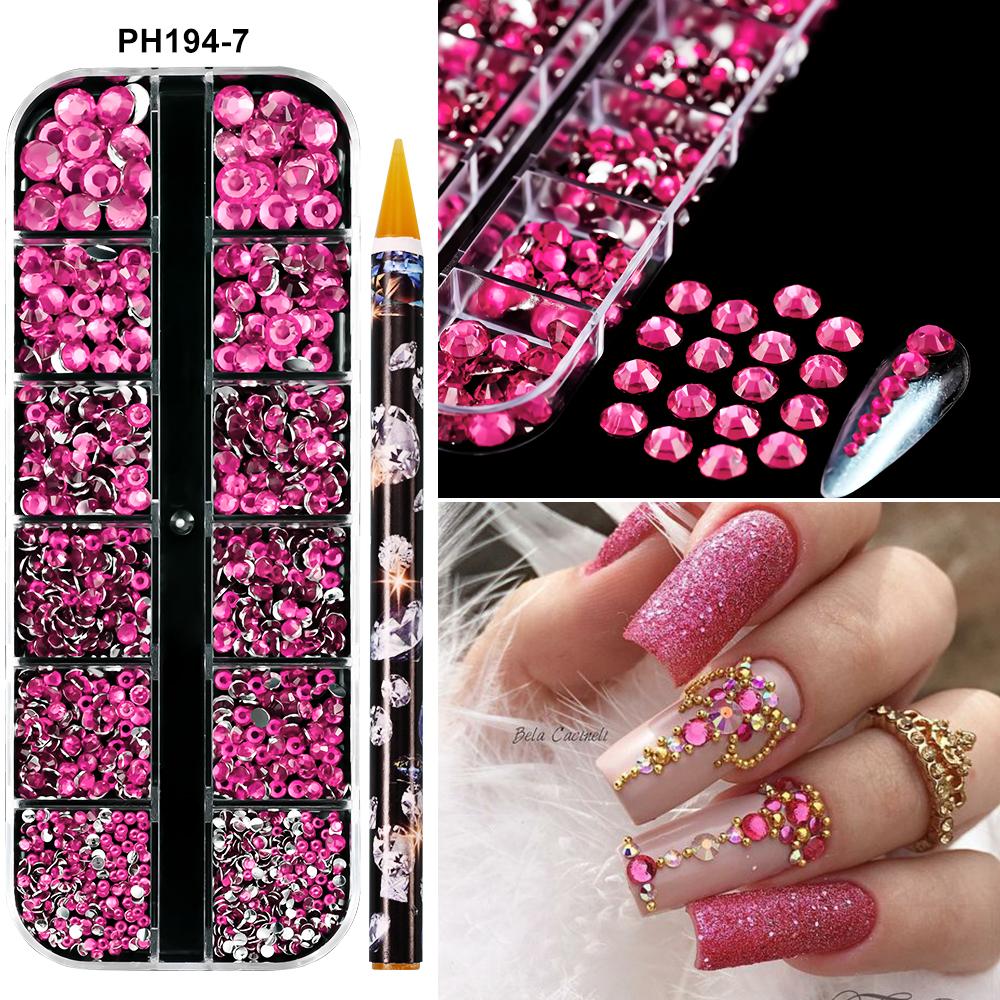 12Grids(6000pc) 3D Resin Nail Art Rhinestones+Tools 2mm Brilliant Diamond Nail Charms DIY Clothes Phone Case Manicure Accessory