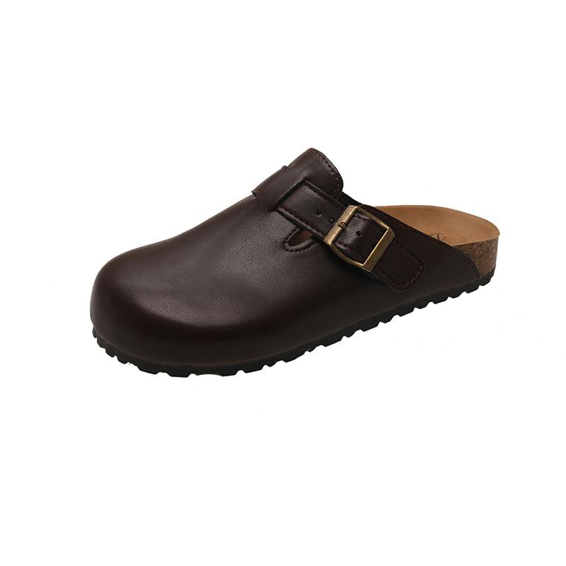 Women's New Birkenstock Half Slippers Baotou Temperament Soft Bottom Flat Bottom 2025 Comfortable Casual Spring Fashion Wear