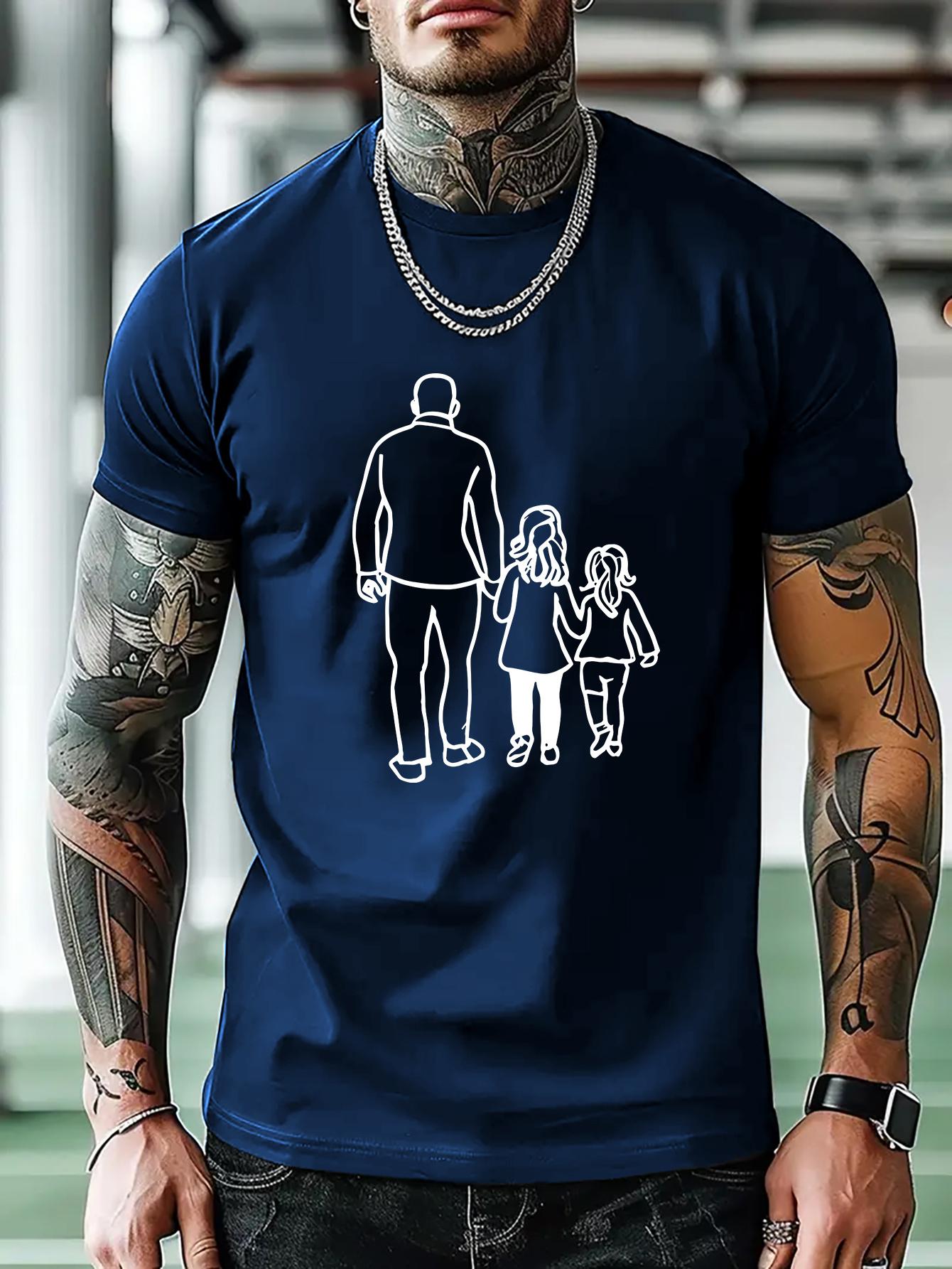 

Casual Short Sleeve T-shirt with Geometric Family Silhouette Print - Breathable Summer Gym & Outdoor Tee XXL