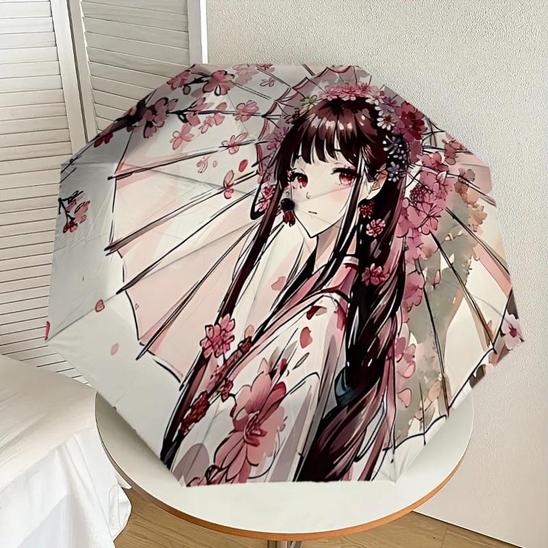 1PC cherry blossoms umbrella Umbrella-8-Rib Reinforced, Automatic Open, Lightweight & Durable, Cute Fashion Accessory for Outdoor, Beach, or Casual Us