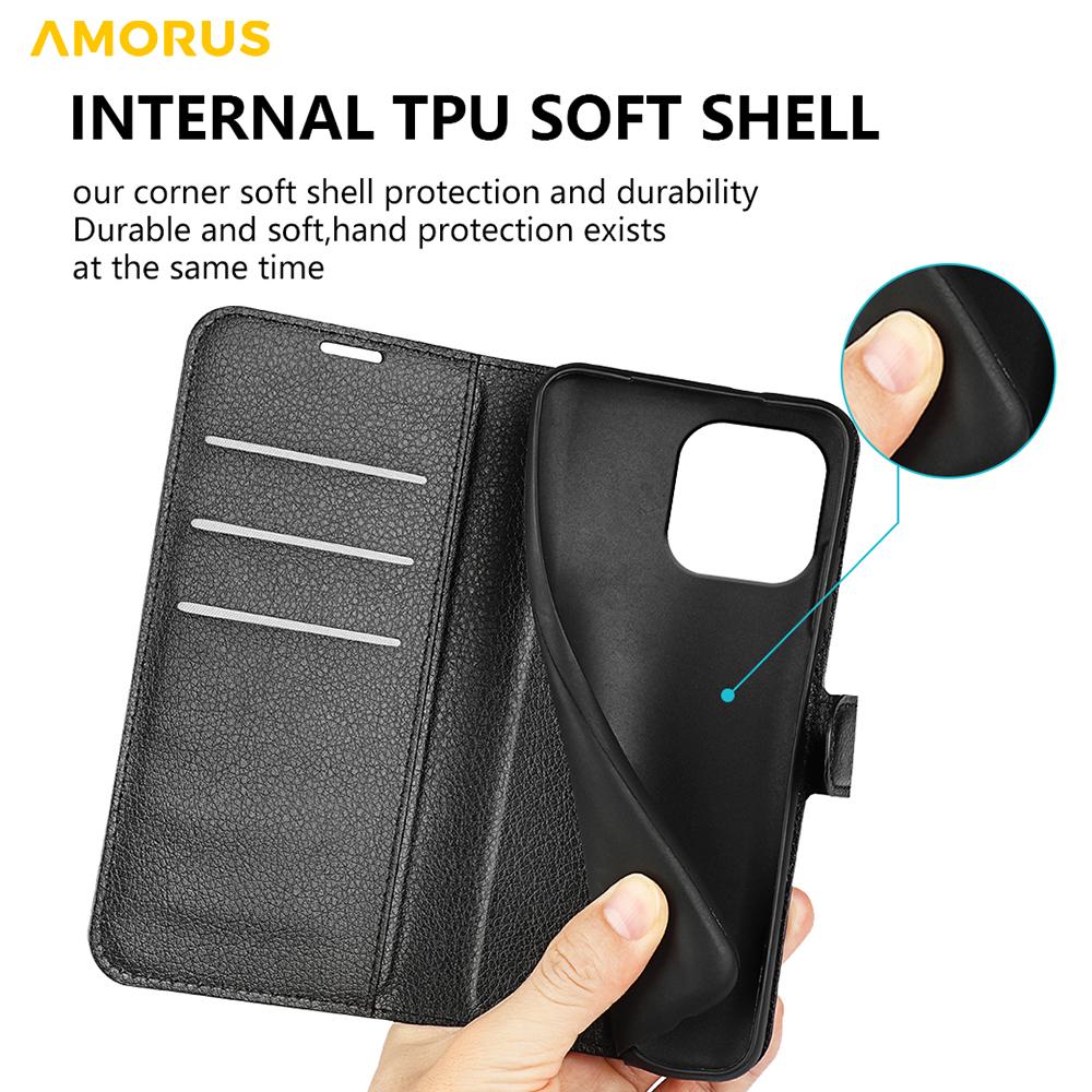 For iPhone 15 Pro Max Wallet Case Litchi Texture Shockproof Leather Flip Stand Phone Cover