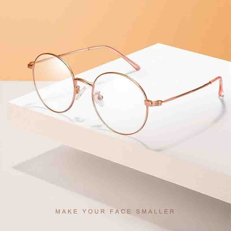 Metal Round Frame Glasses WomanMen Anti Blue Light Glasses Gold Optical Eyeglasses Frame Computer Glasses Transparent Clear Lens
