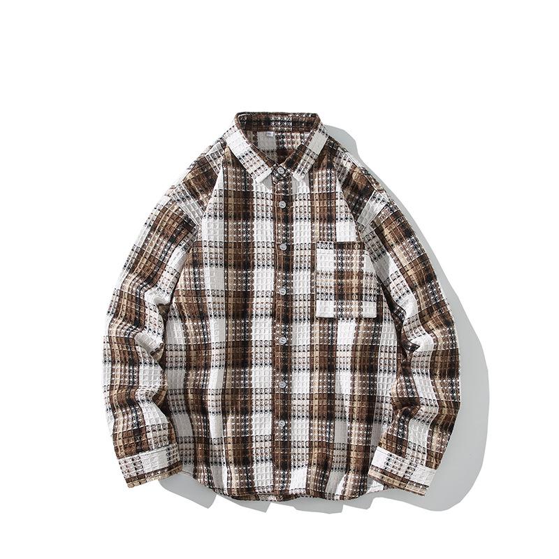 2025 Men's Plaid Woolen Shirt Jacket - Fashionable Loose-Fit Plus Size Autumn Casualwear