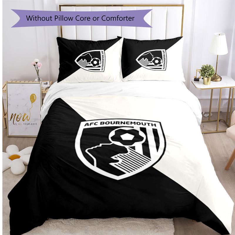 Set Lenzuola Stampato Calcio Bournemouth 3 Pezzi, Comodo Set Copripiumino per Camera da Letto Amico della Pelle