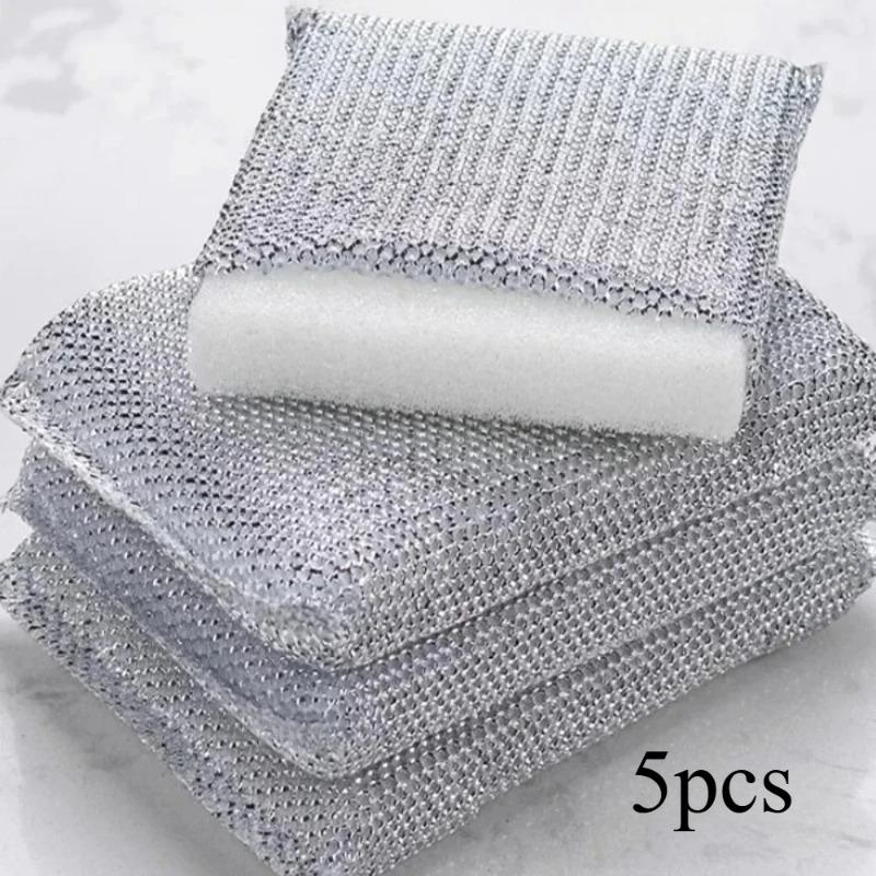 5Pcs Kitchen Cleaning Sponge Pads Soft Scrubber for Dish Pot Pan & Cookware