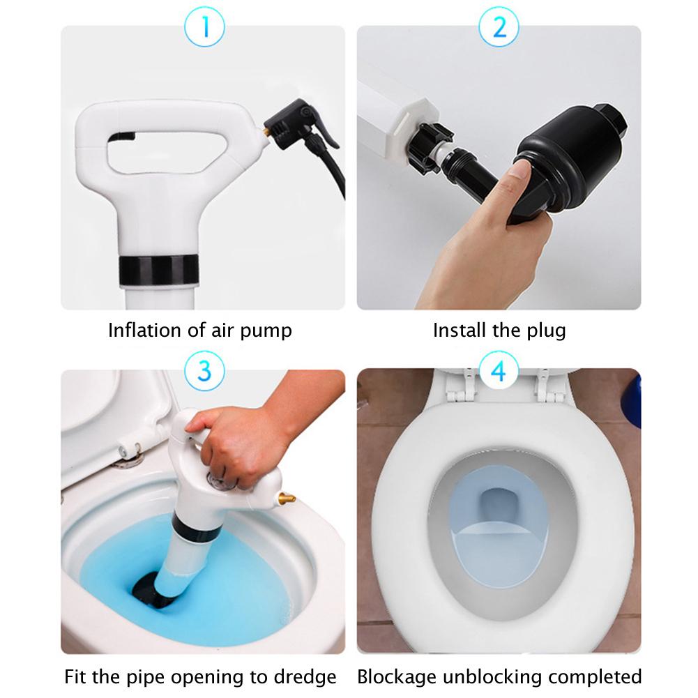 Portable Inflatable Pipe Clogged Remover Sewer Toilet Plungers Dredge Home One Shot Kitchen Floor Blaster Air Drain Cleaning Too