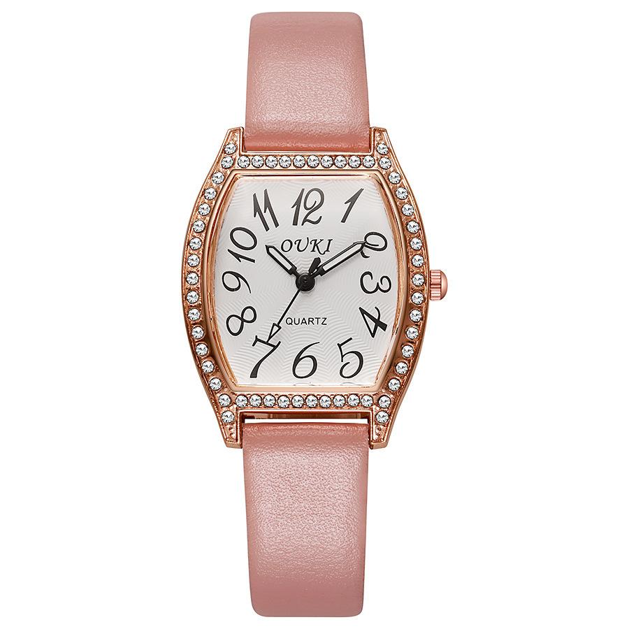 Fassförmige Voll-Diamant Europäischer und Amerikanischer Stil Uhr Mode Damen Uhr Quarz Uhr