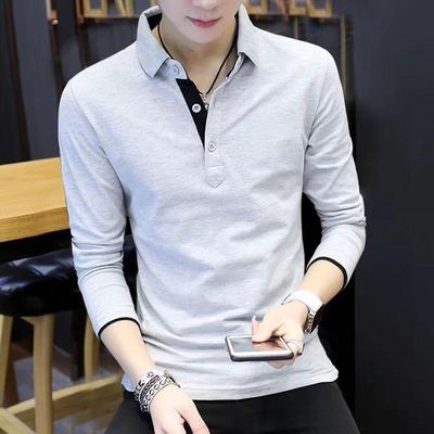 Men's Solid Color Lapel Polo Shirt - Autumn Long-Sleeved Business Casual Top