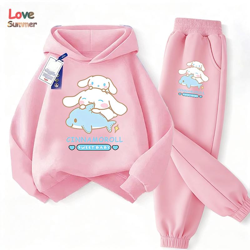 

Милий худі та штани Cinnamoroll 2 шт. Дитячий мультяшний одяг із собакою для дівчинки, дитячий світшот 2 шт., костюм з капюшоном, дитячий повсякденний спортивний костюм 100CM