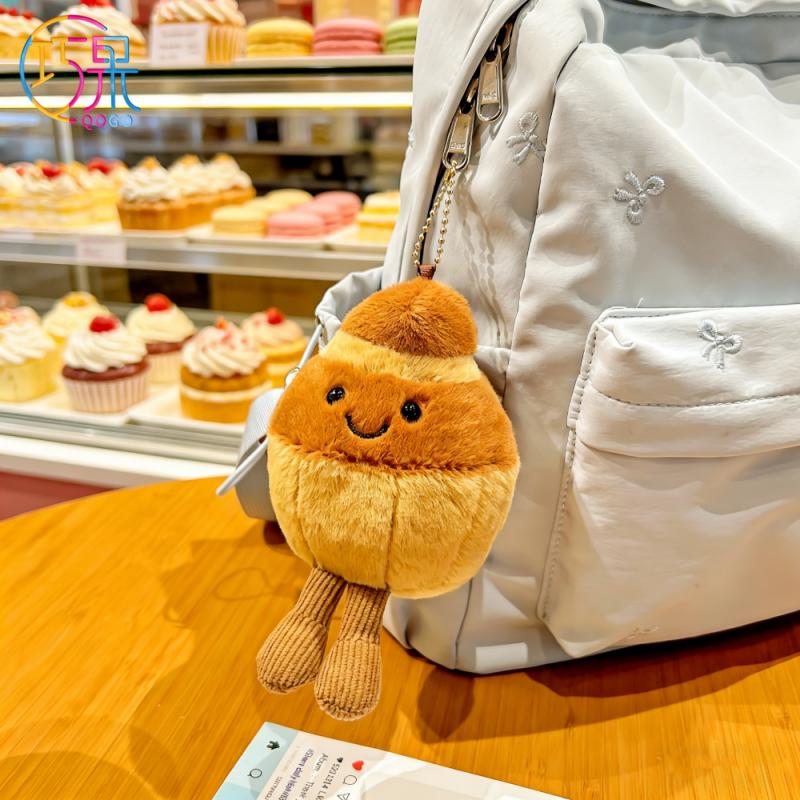 Creative and Cute Brioche Bread and Cheese Plush Keychain Bag Pendant Afternoon Tea Key Chain for Friends