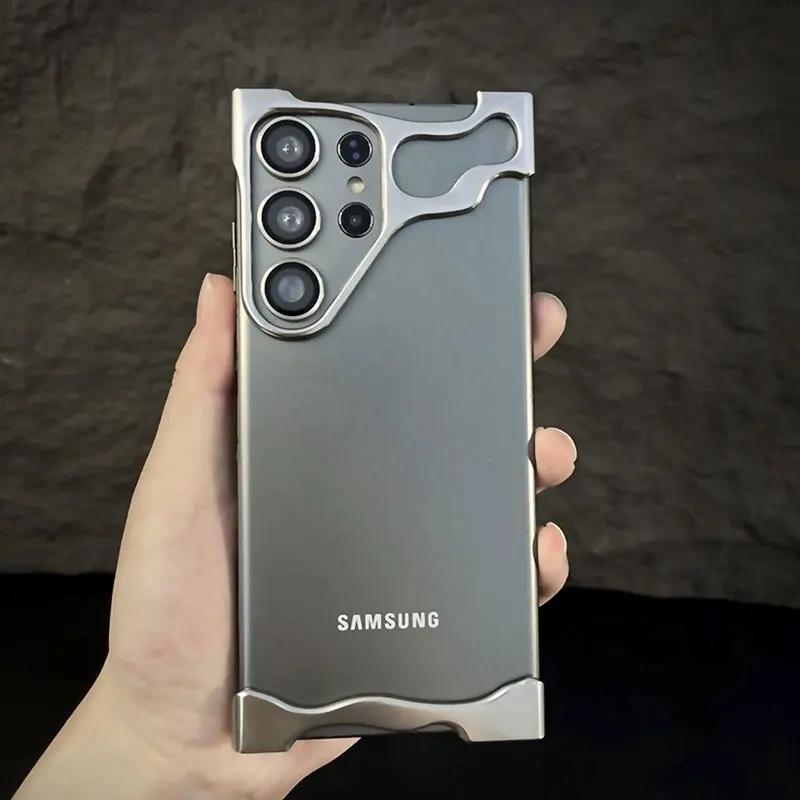 

Необычный металлический корпус с защитной пленкой для объектива для Samsung S23 S24 Ultra Plus/iphone 15 14 13 12 Pro Max/Xiaomi 14 Pro с алюминиевым противоударным бампером iphone 15promax серый