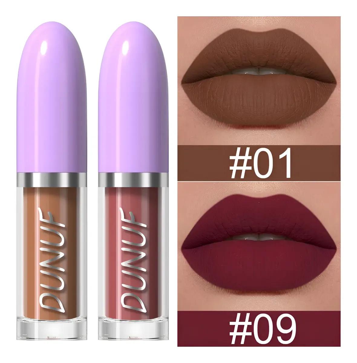 Dunuf 2 Pieces Long Lasting Matte Lip Gloss.