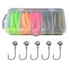 31Pcs/Box 5.5/6.5/7.5CM Soft Fishing Lure Hooks T-shaped 5 Jig Head Kit with Paddle Tail Colorful
