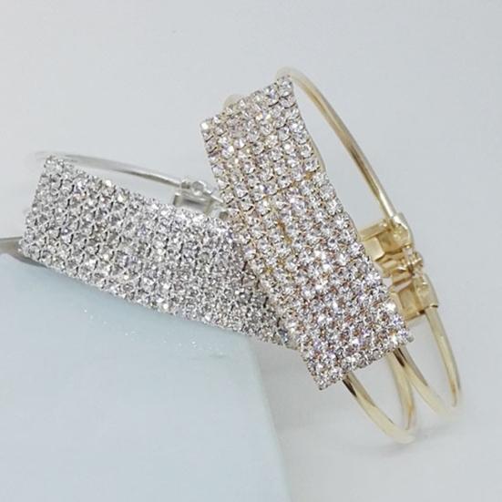 Luxury Full Rhinestone Inlaid Hollow Band Cuff Bangle Bracelet Women Jewelry