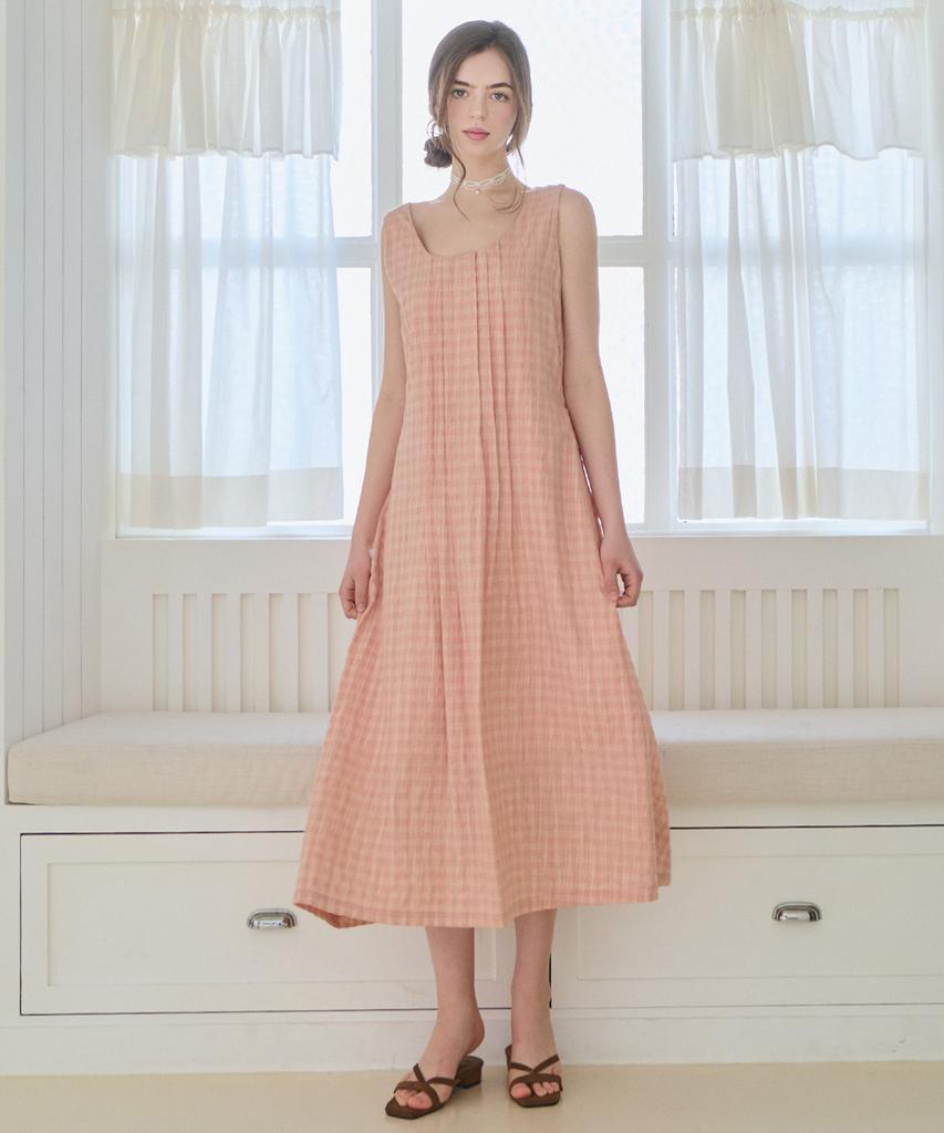 Slow Lolly Pintuck Bloom Dress - Peach Pink