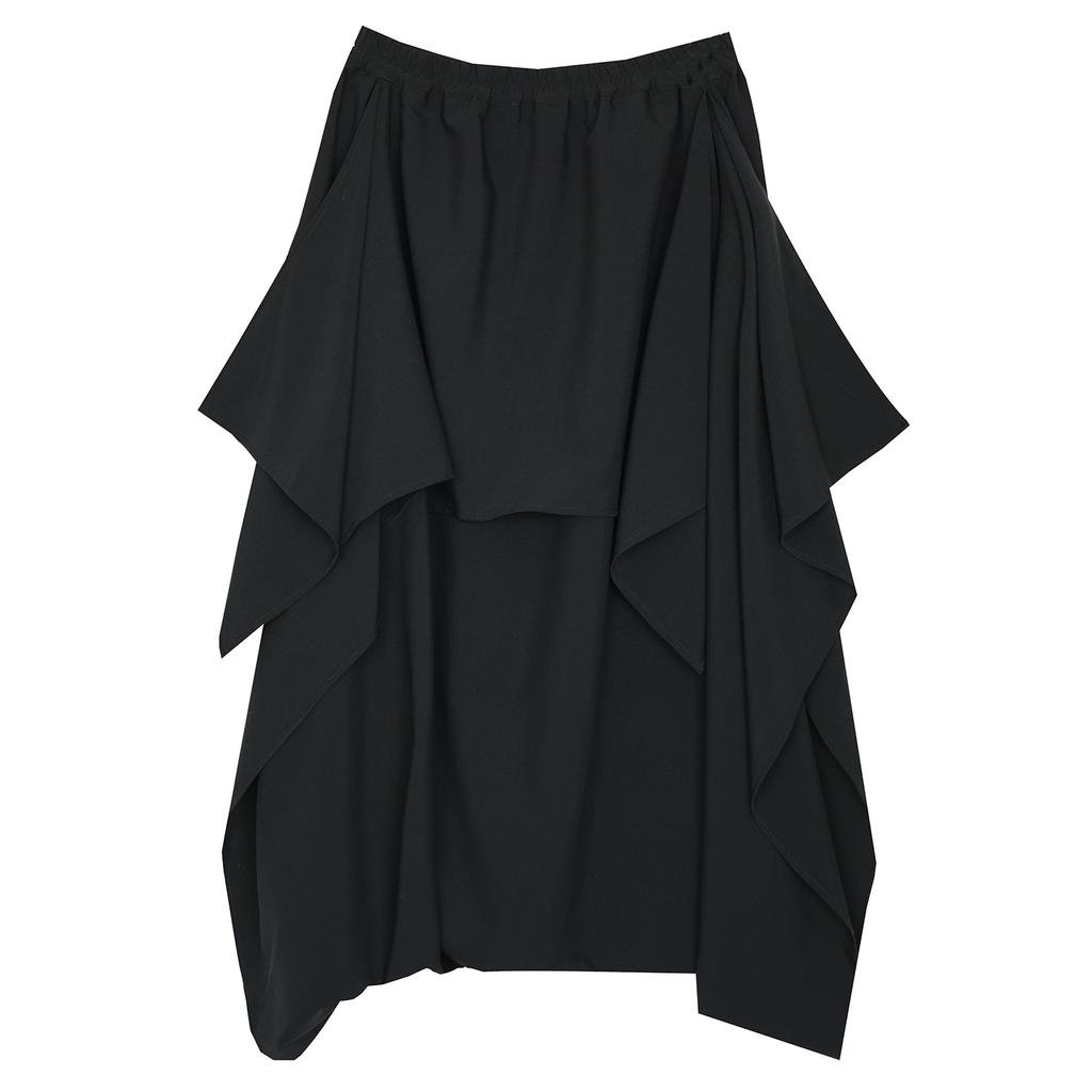 DIMANAF 2026 Summer Beach Plus Size Solid Black Long Pants Women Elastic Waist Loose Vintage Casual Trousers Skirt Pants Bottoms