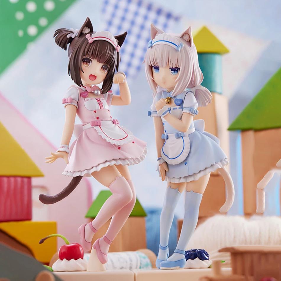 18CM NEKOPARA Anime Cat Maid Figure - Chocolates Vanilla Cute PVC Collectible Static Doll Pretty Cat Style Model for Kids