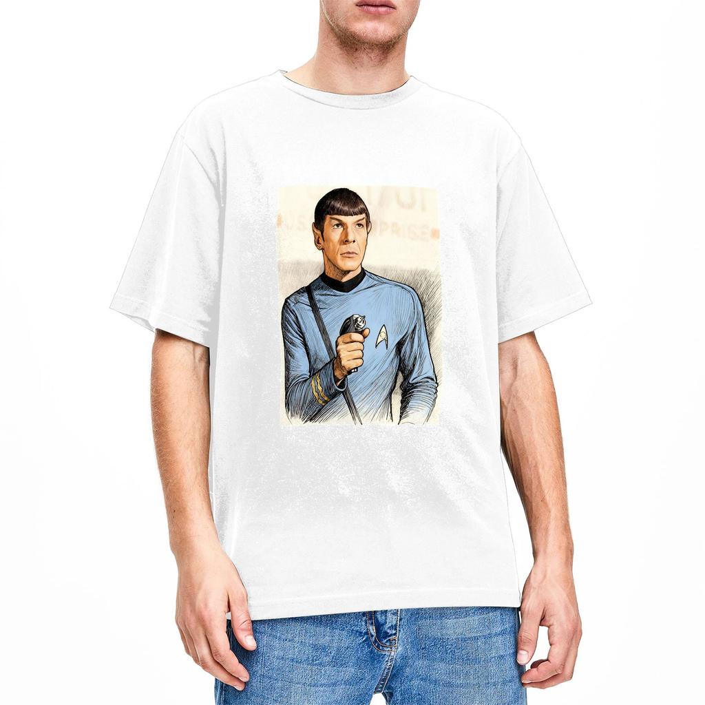 Mr Spock Stars Treks T Shirt Summer Leisure T Shirts Mens Cotton Crew Neck Oversized Top Tees Short Sleeve Y2K Funny Tshirt