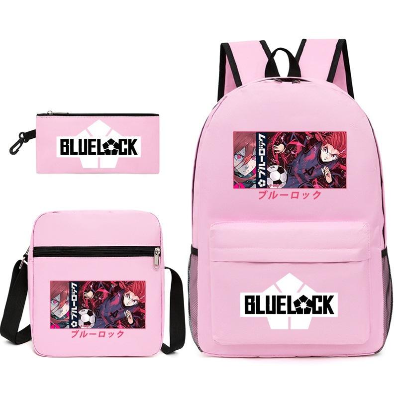 Large Capacity Schoolbag with Shoulder Strap; Student Three-piece Pencil Case Set