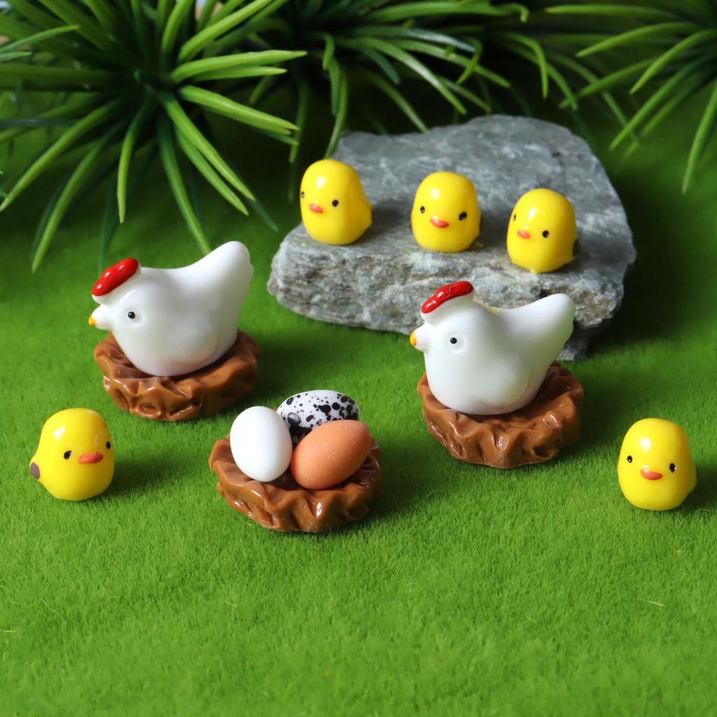 Creative Chicken Coop Ornaments: Cute Cartoon Chick Micro Landscape Decorations & DIY Accessories