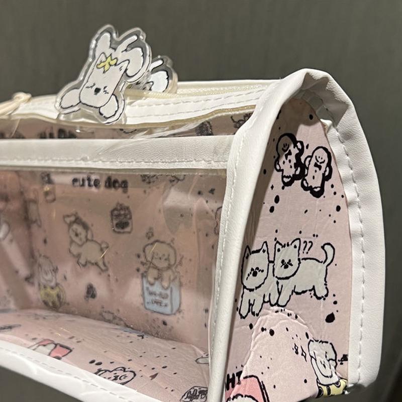 

Мультяшный полупрозрачный пенал многослойный вертикальный большой емкости сумка для хранения канцелярских принадлежностей школьные принадлежности косметичка