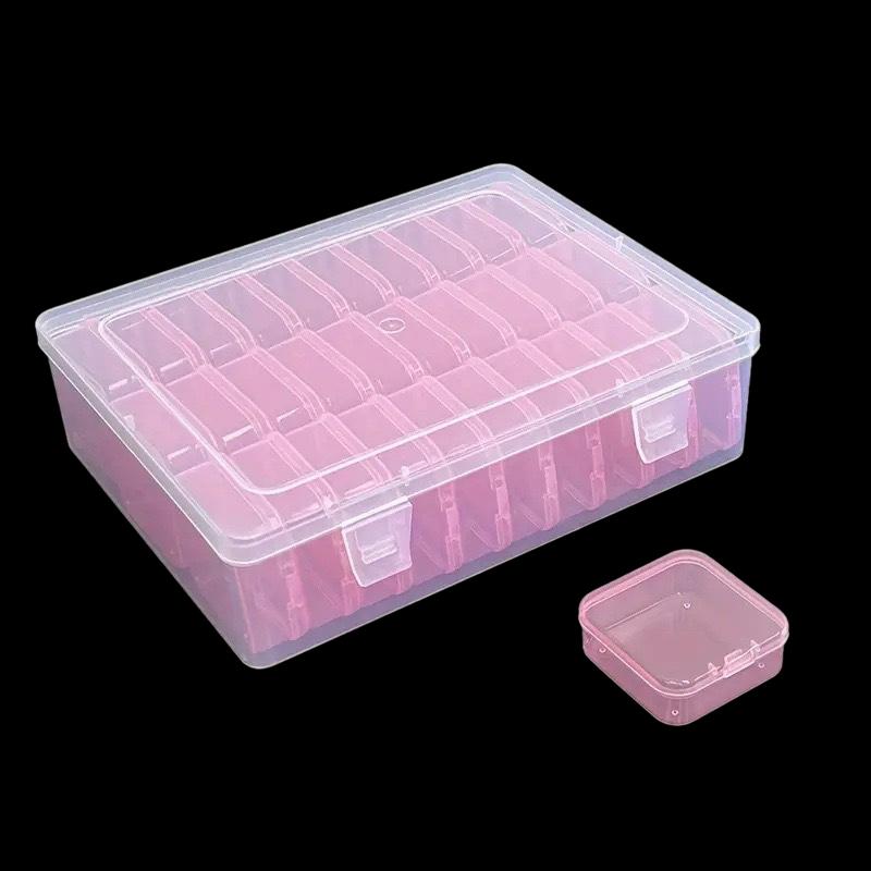 

Diamond Art Storage, Bead Organizer Box And Storage Plastic Case With Hinged Lid розовый