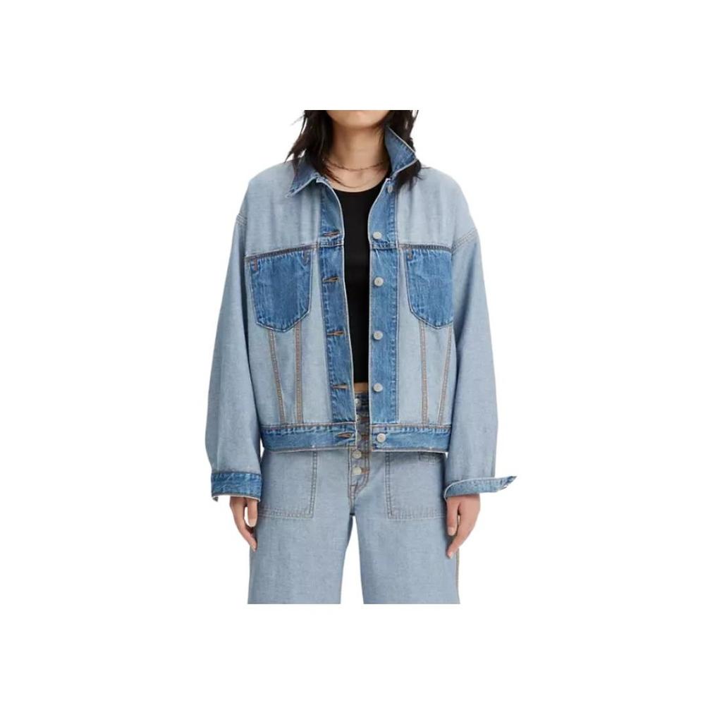 Levis Color Block Button Down Long Sleeve Jacket Women jackets Blue A6049-0000