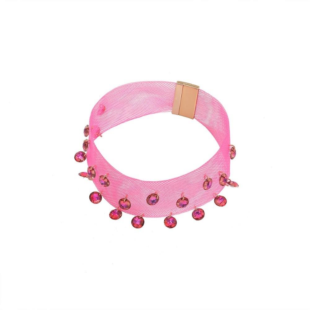 

Mesh Statement Choker Pink Clavicle Chain New Diamond Pendant Necklace Gifts рожевий