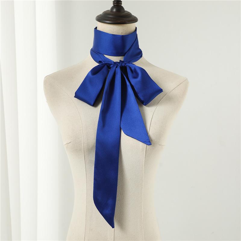 Fashion Women Narrow Solid Color Long Silk Scarf Satin Neck Tie Handle Bag Ribbons Luxury Headbands Skinny Scarves Neckerchief