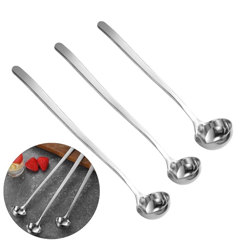 Stainsless Steels Dessert Spoon Long Handle Tea Coffee Stirring Spoons Kitchen Mixings Spoon for Dessert Milkshakes Salad