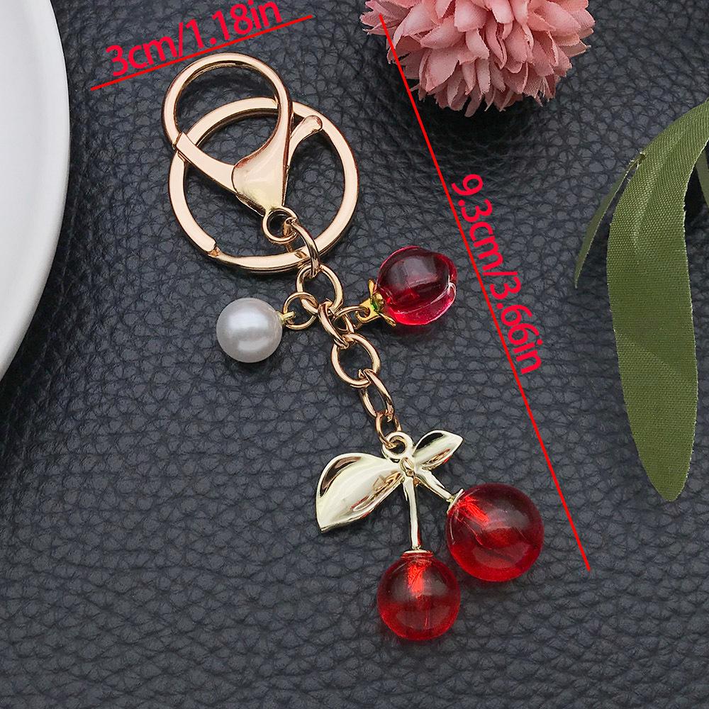 Korean Creative Resin Cherry Pearl Keychain Ornament