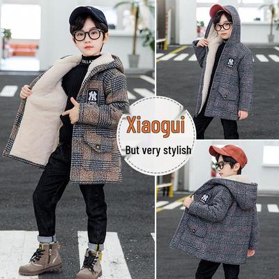 Boys' Fleece-lined Cotton Jacket & Plaid Woolen Coat - 2025 New Style