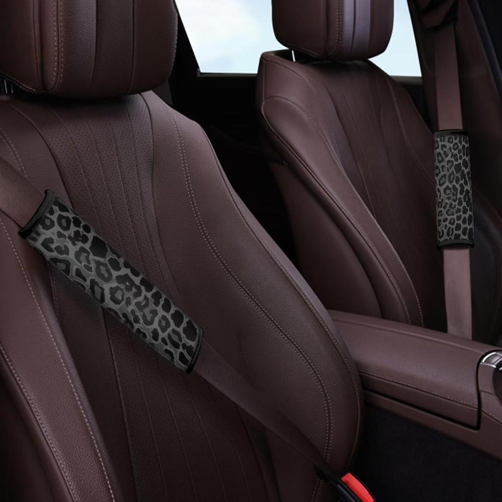2-Pack Universal Leopard Print Car Seat Belt Pads Cover for A More Comfortable Driving,Cheetah Print Seat Belt Shoulder Strap Covers Harness Pad for