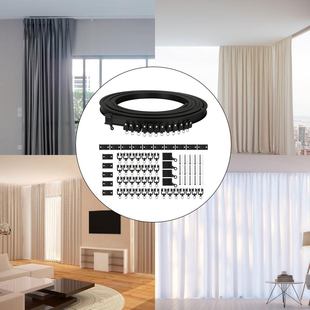 Multipurpose 5 Meter Ceiling Mount Curtain Rails Kits with Rollers Set for Privacy and Window Treatments Home and Office