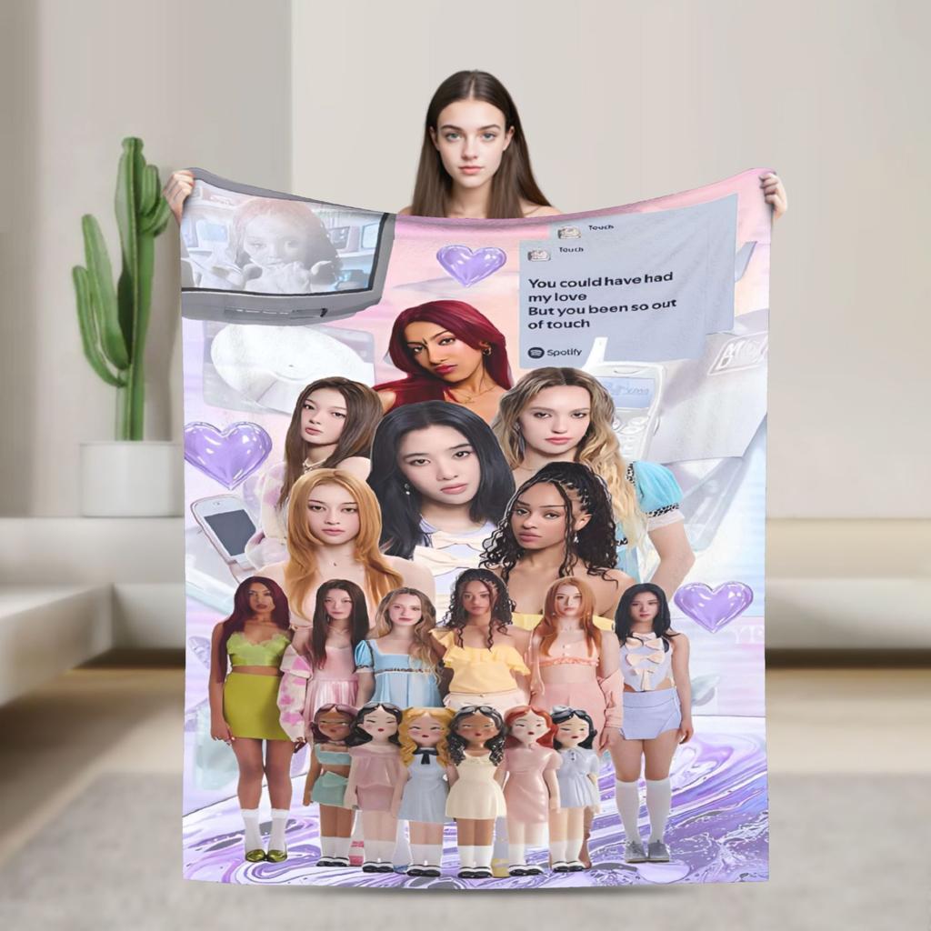 Girl Group K-Katseye Blanket  Warm Soft Novelty Plush Throw Blanket For Boy Girl Couch Chair Flannel Bedspread Bed Cover