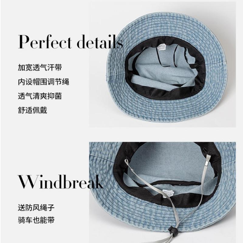 Cappello a secchiello in denim da donna, senso di alta gamma, protezione solare, versatile per primavera e autunno, cappello a secchiello semplice, cappello a secchiello da donna