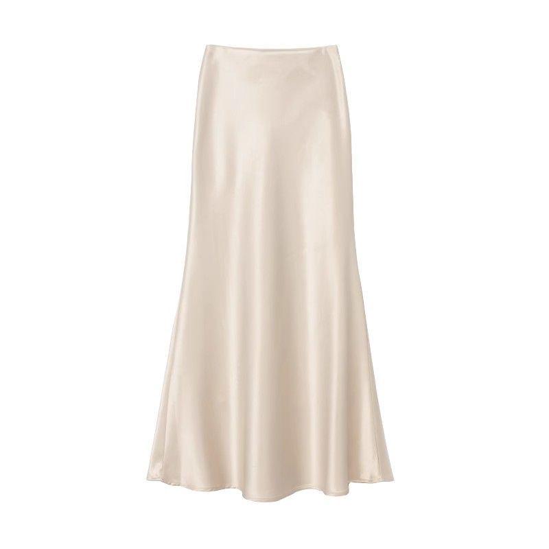 High-Waisted Slimming Satin Bodycon Mermaid Midi Skirt 2025 Spring/Summer Collection