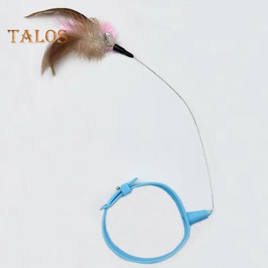 Interaktives Katzenhalsband-Spielzeug, Neckstab mit bunten Naturfedern und Glöckchen, verstellbares Design, selbstspielendes Spielzeug, Neckstab für Haustiere