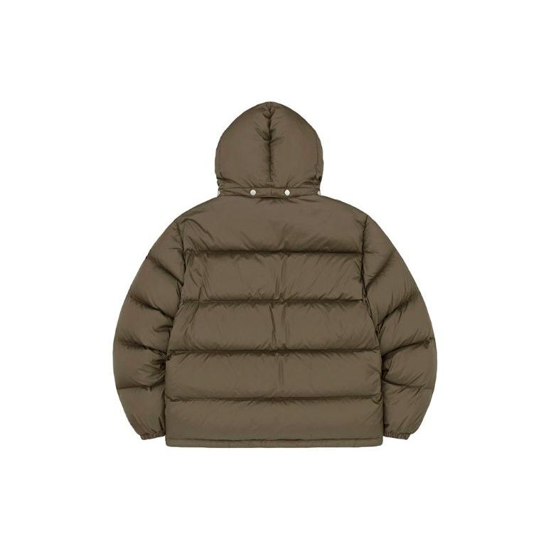 Lee Letter Pattern Zipper Duck Down Warm Hooded Down Jacket Unisex outerwear Beige LE2304DP04BE