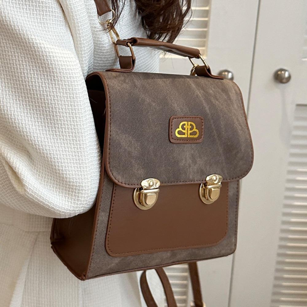 Preppy Style School Bag Double Usage Commuting Bag Large Capacity Crossbody Backpack  Winter