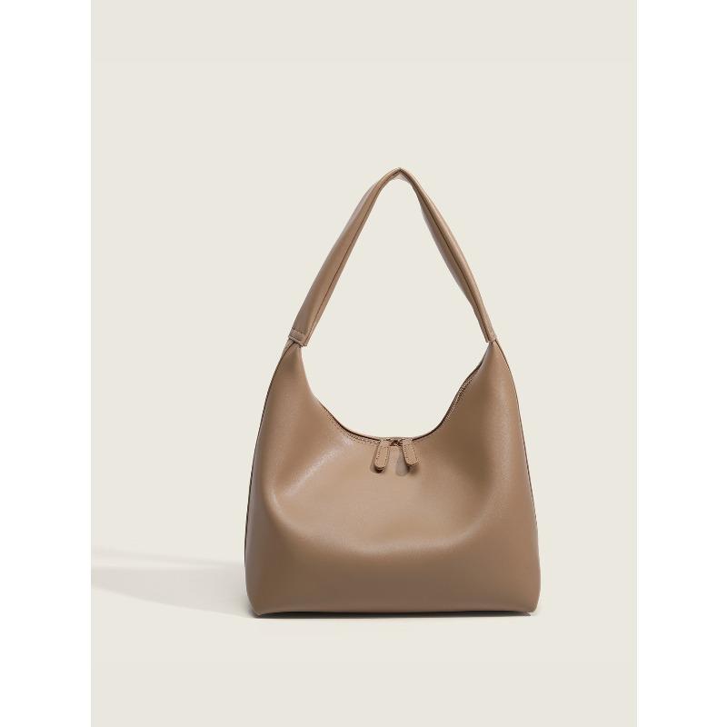 Soft leather tote bag women's retro simple shoulder dumpling bag niche design large capacity commuter bag