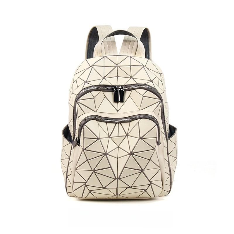 Moderner Unisex Rucksack mit Diamantmuster aus PVC für Freizeit und Reisen, mit großem Fassungsvermögen