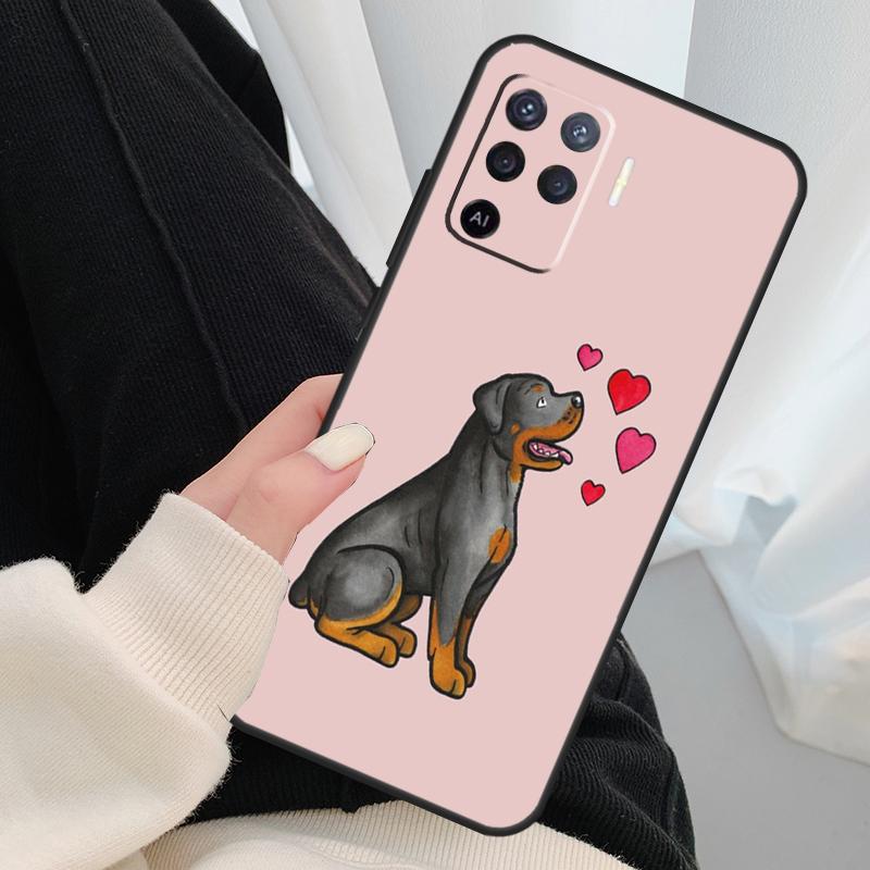 

Cute Rottweiler Dog Case For Oppo A96 A76 A16 A60 A98 A58 A78 A18 A38 A80 A40 A77 A57 A17 A74 A54 A94 A15 A5 Pro OPPO A96 4G