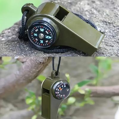 3-in-1 Emergency Tool - Whistle, Compass, Thermometer | Durable PVC | Perfect for Camping, Hiking, Outdoor Activities