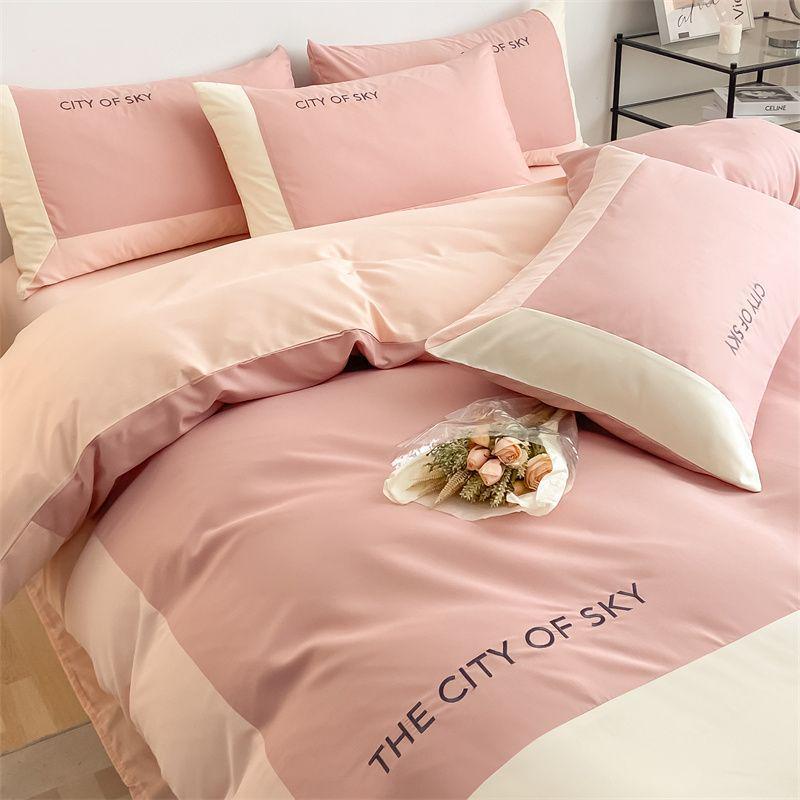 

Роскошный вышитый комплект постельного белья из стираного хлопка - Пододеяльник, Простыни, Однотонный Dormitory Student 3-piece 150*200