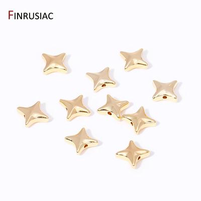 Wholesale 2/4/8Pcs 18K Gold Plated Brass Separators Beads Star/Flower Shape Spacer Beads For DIY Jewelry Making Supplies