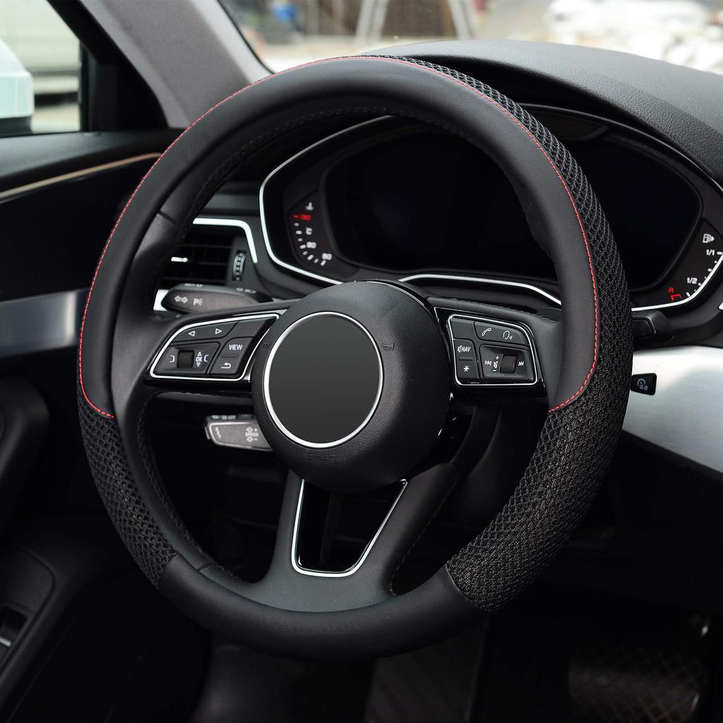 1pc Car Steering Wheel Cover Ice Silk Black For Car